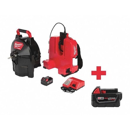 Milwaukee Tool M18 FUEL SWITCH PACK Sectional Drum Machine w/ 5/16 in Cable + M18 XC5.0 Battery 2775A-211, 48-11-1850