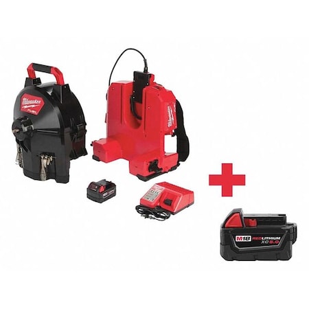 Milwaukee Tool 100 ft Cordless Drain Cleaning Machine, 18V 2775B-211, 48-11-1850