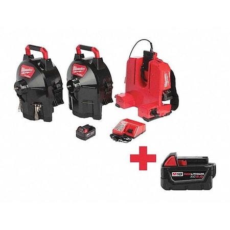 Milwaukee Tool M18 FUEL SWITCH PACK Sectional Drum Machine w/ 1/2 in Cable + M18 XC5.0 Battery 2775C-222, 48-11-1850
