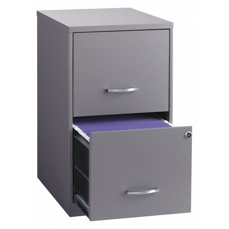 Space Solutions File Cabinet, 18" Deep, 2 Drawer, Plat Gray 20223