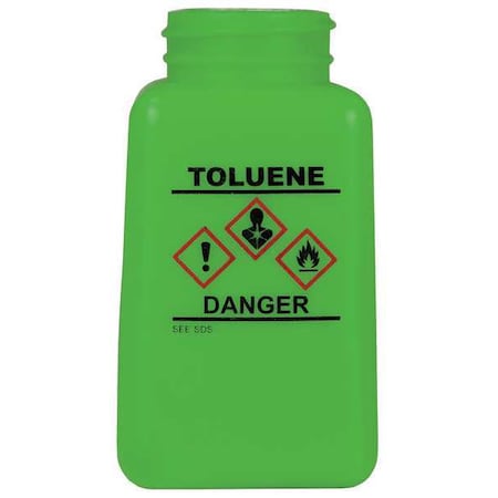 Menda Graduated Toluene Bottle, 6oz., HDPE, Green 35764