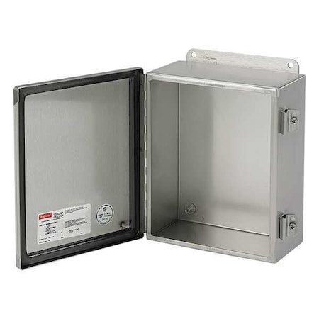 NVENT HOFFMAN 304 Stainless Steel Enclosure, 8 in H, 6 in W, 4 in D, 12, 3R, 4, 4X, Hinged A8064CHNFSS