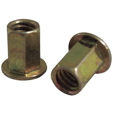 Zoro Select Rivet Nut, #10-24 Thread Size, 0.359 in Flange Dia., 0.344 in L, Steel, 25 PK CFH2-1024-085T-25