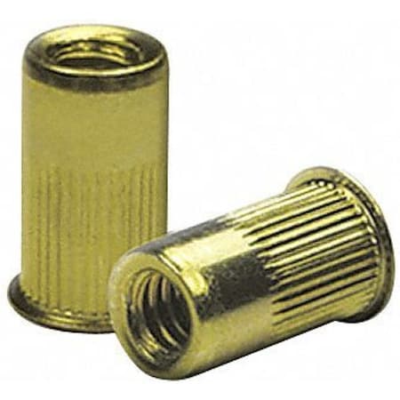 ZORO SELECT Rivet Nut, 1/4"-20 Thread Size, 0.455 in Flange Dia., 0.58 in L, Steel, 50 PK CAK2-2520-165-50