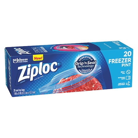 Ziploc Slide Seal Reclosable Bag 7" x 5", 2.7 mil, Clear, Pk20 314443
