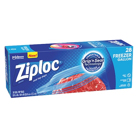 Ziploc Slide Seal Reclosable Bag 10-9/16" x 10-3/4", 2.6 mil, Clear, Pk28 351126
