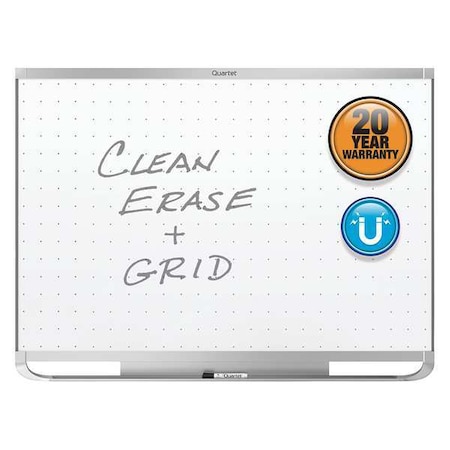 Quartet Grid Board, Steel, 48 in, 72 in, Aluminum/Plastic Frame, White, Gloss TEM547A
