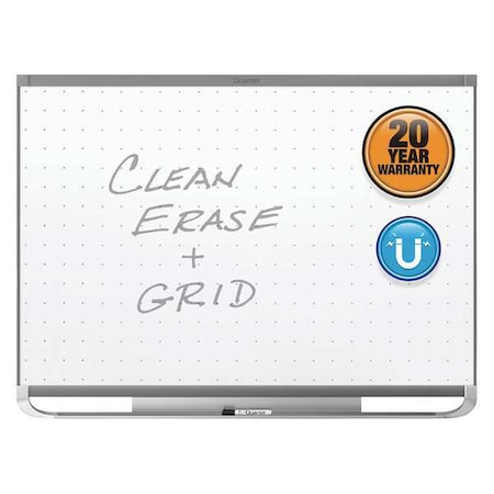 Quartet Grid Board, Steel, 36 in, 48 in, Fiberglass/Plastic Frame, White, Gloss TEM544G