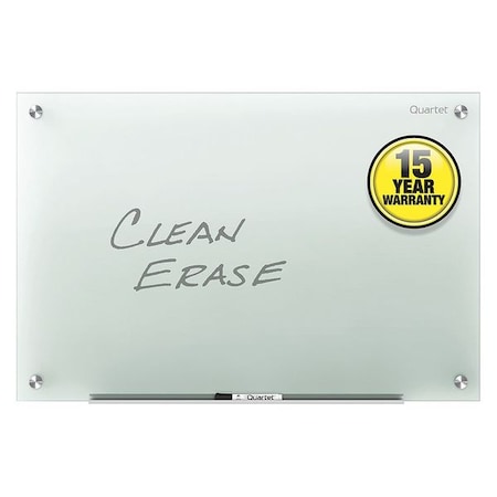 Quartet Dry Erase Board, Glass, 48 in, 72 in, No Frame Frame, Frosted White, Gloss G7248F-A
