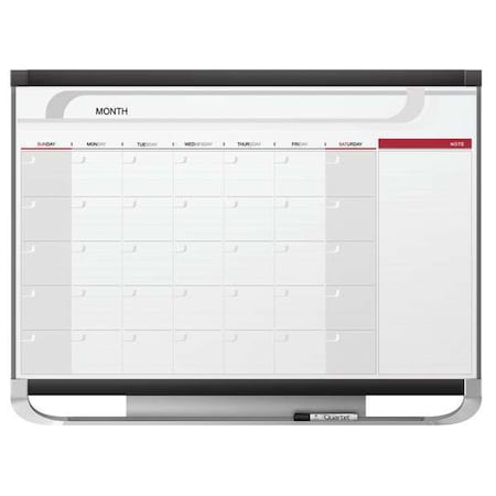Quartet Calendar Planning Board, Plastic, 24 in, 36 in, Fiberboard/Plastic Frame, White/Gray/Red, Gloss CP32P2