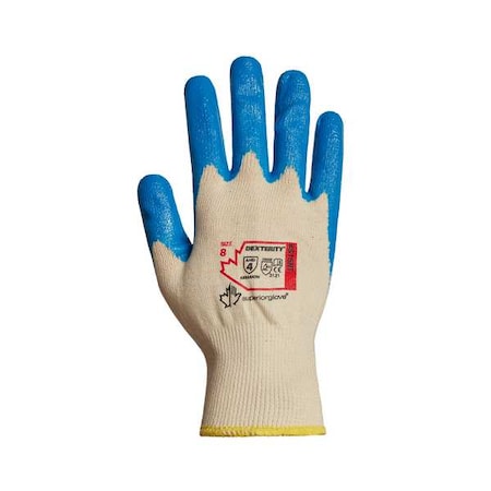 Superior Glove Coated Gloves, Nitrile, Smooth, 4-Mar, 4 Abrasion Level, Blue/White, L (9) 12 PK S15NT-11