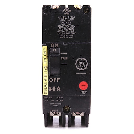 Ge Molded Case Circuit Breaker, TEYF Series, 30A, 2 Pole, 277/480V AC, 18kA at 277/480V AC TEYF230