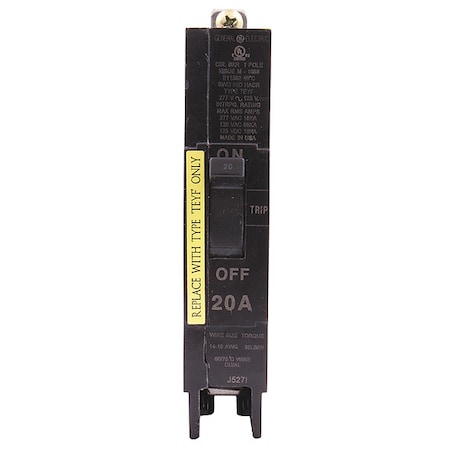 Ge Molded Case Circuit Breaker, TEYF Series, 20A, 1 Pole, 277/480V AC, 18kA at 277V AC TEYF120