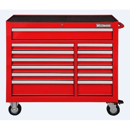 WESTWARD Tool Box, Steel, Red, 16 in W x 7 in D x 7-1/2 in H