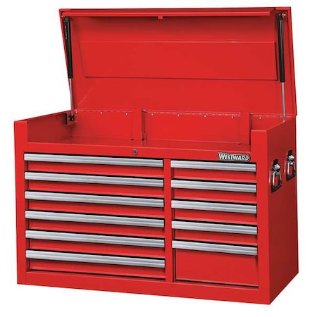 Westward WESTWARD Top Chest, 11-Drawers, Powder Coated Red, 41.5" W x 18.5" D x 27" H 32H839