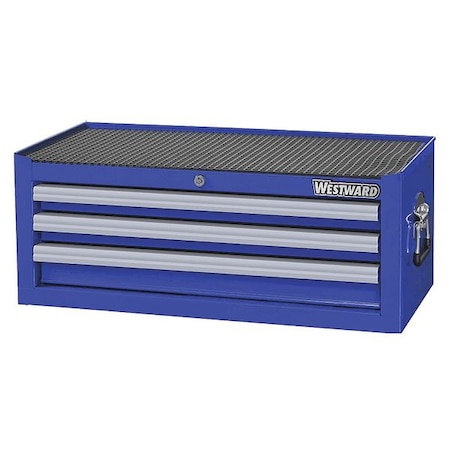 Westward WESTWARD Intermediate Chest, 3-Drawers, Powder Coated Blue, 26.5" W x 17" D x 10.5" H 32H850