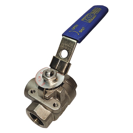 Zoro Select 1/2" FNPT Stainless Steel Ball Valve Inline G-SSTW-50