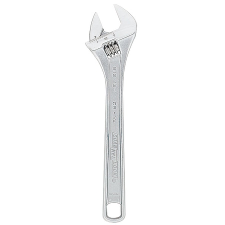 Channellock Adj. Wrench, 12", 1-1/2" Cap., Chrome 812W