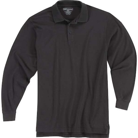 5.11 Tactical Polo Shirt, 40% Polyester, 60% Cotton, Button, 2 Pocket(s), Black, 2XL 72057