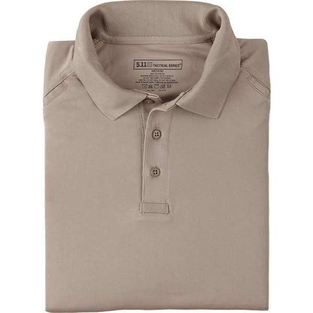 5.11 Tactical Polo Shirt, 100% Polyester, Button, 2 Pocket(s), Tan, L 71049T