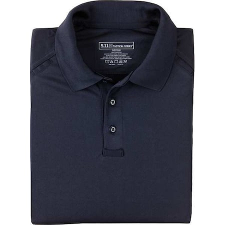 5.11 Tactical Polo Shirt, 100% Polyester, Button, 2 Pocket(s), Navy, L 71049T