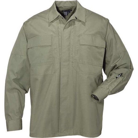 5.11 Tactical Shirt, 35% Cotton Ripstop, 65% Polyester, Button, Hook-and-Loop, 4 Pocket(s), Olive Green 72054T