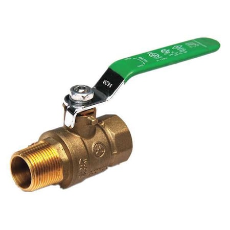 Zoro Select 1-1/2" FNPT x MNPT Brass Ball Valve Inline 107-327NL