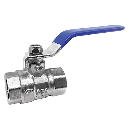 Zoro Select 1/2" FNPT Nickel Brass Ball Valve Inline 107-813-NF