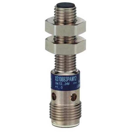 Telemecanique Sensors Cylindrical, Inductive Proximity Sensor, 8 mm Dia., Stainless Steel, M12, 3 Wires, Shielded XS508B1PAM12