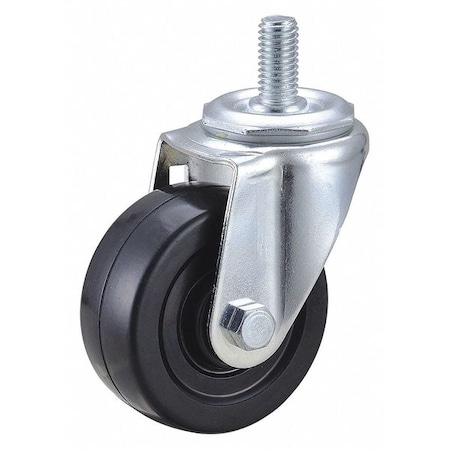Zoro Select Swivel Stem Caster, Rubber, 3 in., 150 lb. 32J872