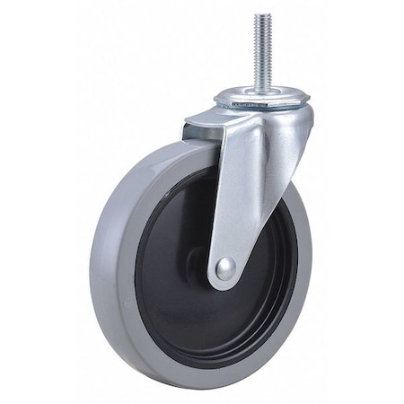 Zoro Select Swivel Stem Caster, Polyurthn, 5 in, 160 lb, Thread Size: 3/8"-16 32J807