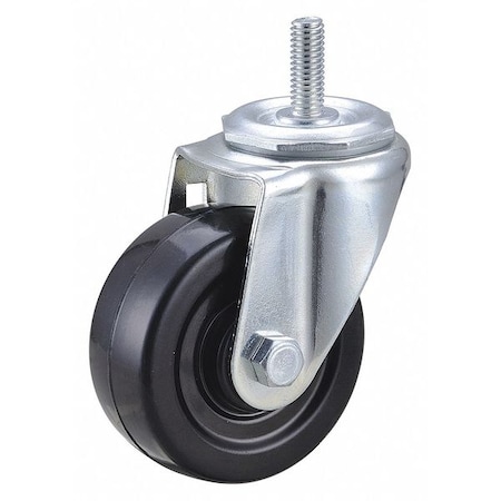 Zoro Select Swivel Stem Caster, Rubber, 3 in., 150 lb., Core Color: Black 32J860