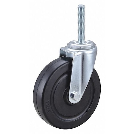 Zoro Select Swivel Stem Caster, Rubber, 5 in., 200 lb. 32J936