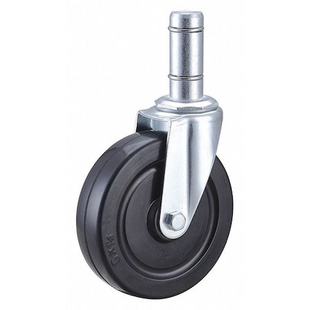 Zoro Select Swivel Stem Caster, Rubber, 5 in., 200 lb. 02RR05041S017GN