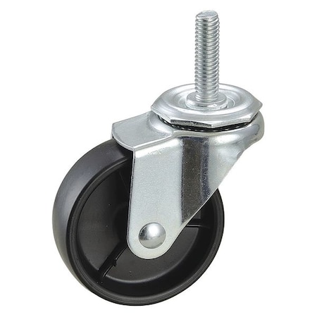 Zoro Select Swivel Stem Caster, Polyolfn, 3 in, 125 lb., Thread Size: 7/16"-14 32J959