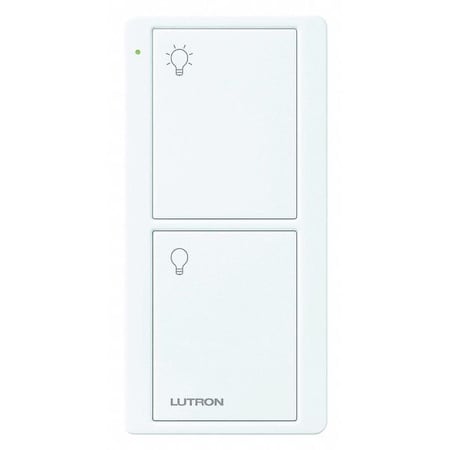 LUTRON Wireless Remote Control, 2 Buttons, White PJ2-2B-GWH-L01