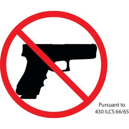 Zing Illinois Concealed Carry Sign, 4 in Height, 6 in Width, Plastic, Rectangle, No Text 2735S