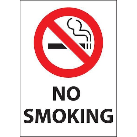 Zing No Smoking Window Decal Sign, 7" Height, 5" Width, Plastic, Rectangle, English 1831D