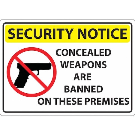 Zing Concealed Carry Sign, 7 in H, 10 in W, Plastic, Vertical Rectangle, English, 1819 1819