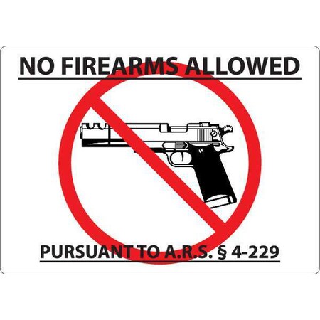 Zing Arizona Concealed Carry Sign, 10 in Height, 14 in Width, Aluminum, Rectangle, English 2800A