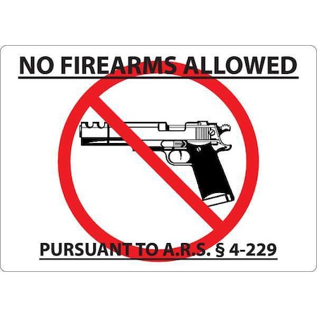 Zing Arizona Concealed Carry Sign, 10 in Height, 14 in Width, Plastic, Horizontal Rectangle, English 2800