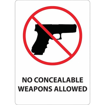 Zing S. Carolina Concealed Carry Sign, 14 in Height, 10 in Width, Plastic, Rectangle, English 2806
