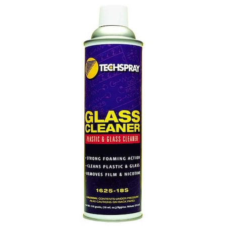 Techspray Foam Glass and Surface Cleaner, 18 oz., White, Unscented, Aerosol Can 1625-18S