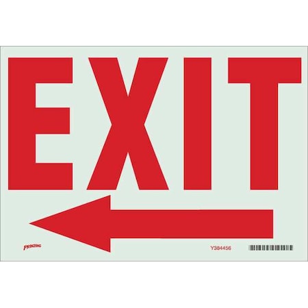 Brady Exit Sign, Polyester, 10" W, 7" H, Exit, White 62026S