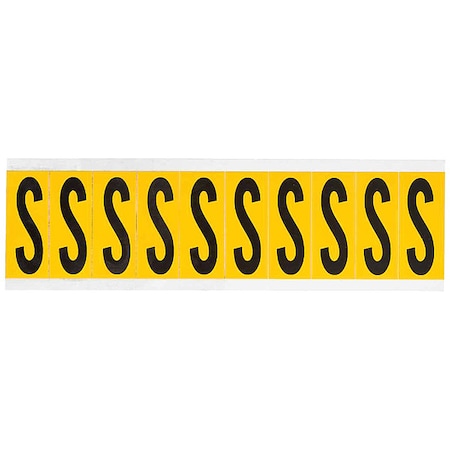 Brady Letter Label, S, 2-1/4in.Hx7/8in.W, Vinyl 1534-S