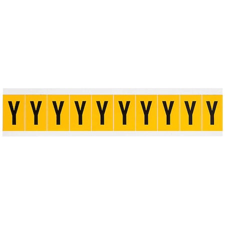 Brady Letter Label, Y, 1-1/2in.Hx7/8in.W 1530-Y