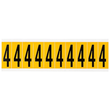 Brady Number Label, 4, 2-1/4in.Hx7/8in.W, Vinyl 1534-4