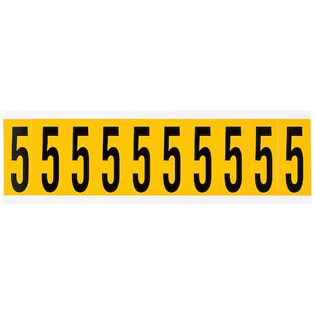 Brady Number Label, 5, 2-1/4in.Hx7/8in.W, Vinyl 1534-5