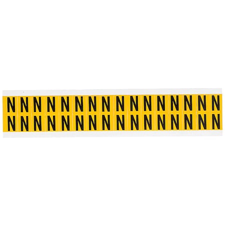 Brady Letter Label, N, 3/4in.Hx9/16in.W, Vinyl 1520-N