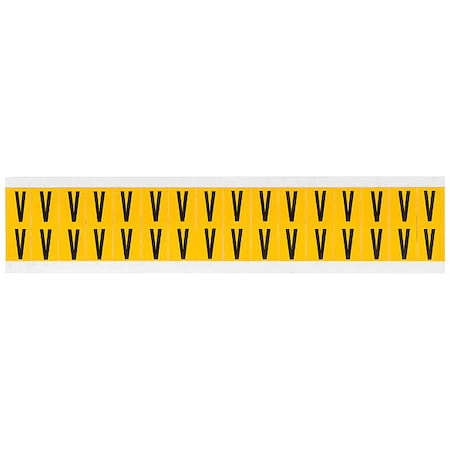 Brady Letter Label, V, 3/4in.Hx9/16in.W, Vinyl 1520-V